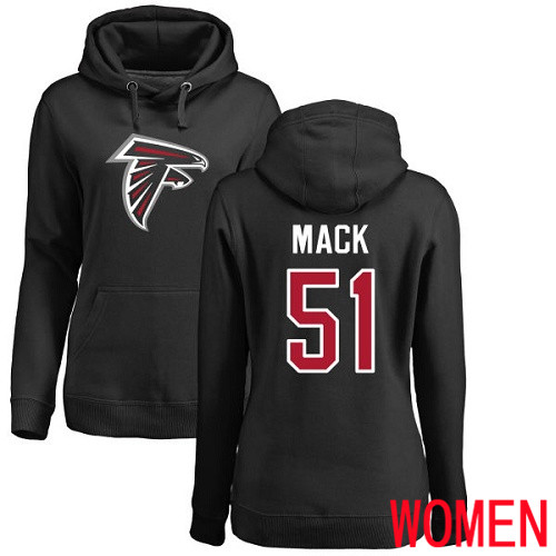 Atlanta Falcons Black Women Alex Mack Name And Number Logo NFL Football #51 Pullover Hoodie Sweatshirts